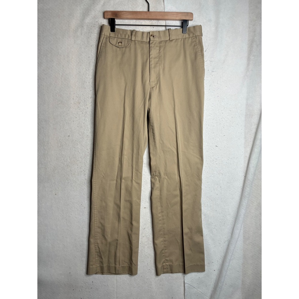 Christopher Hayes Mens Khaki Chinos Tan Cotton Blend Straight Leg Pants 33x32
